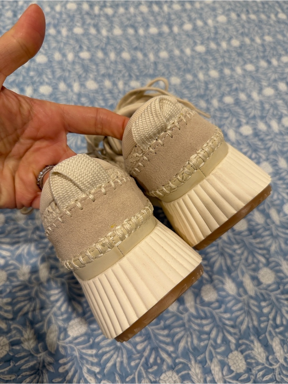 Dolce Vita Dolen Woven Platform Sneakers - Cream/Sandstone Women's Shoes - Picture 7 of 8